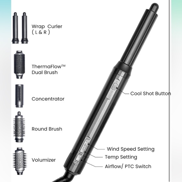 NWT GlamUp dyson dupe Hot Styler Interchangeable Attachments Auto Wrap Curler - Picture 6 of 16